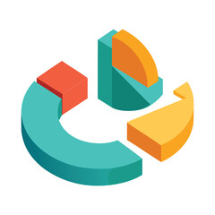 Obraz premium Abstract Data Visualization Set with 3D Pie Charts
