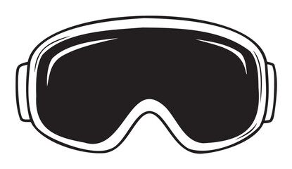 Black outline drawing of ski goggles with a simple and minimal design, suitable for winter sports enthusiasts.