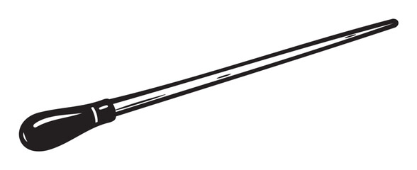 Black silhouette of a classic baton used for orchestral conducting, featuring a tapered handle and slender stick.