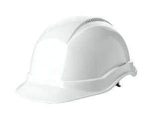 Fototapeta premium A clean white hard hat, molded plastic, designed for head protection on construction sites