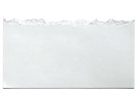 Torn blank rectangular white paper sheet with jagged edge on top, set against black background