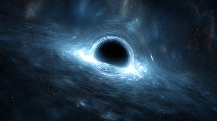 Black Hole Space Galaxy Digital Art: Cosmic Phenomenon of Stellar Mass & Light Bending in the Universe