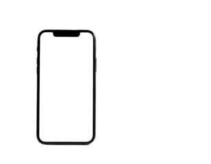 Smartphone with blank screen, centered, with black surround on dark background