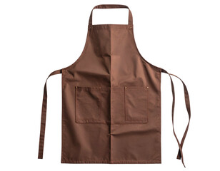 Naklejka premium A brown kitchen apron with neck strap and two front pockets, isolated on black
