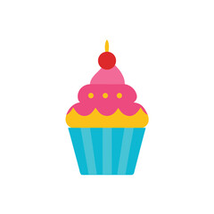 birthday cupcake icon clipart vector on transparent background