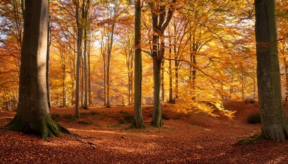 Beech Forest In Autumn With Its Beautiful Golden Colors