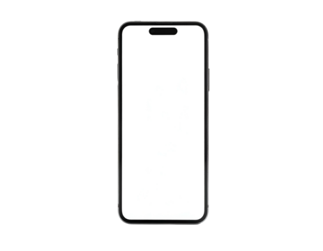 Sleek, black smartphone with a blank white screen, mock-up presentation