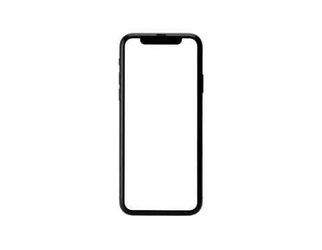 Sleek, black smartphone with a dark screen, isolated on a pitch-black background