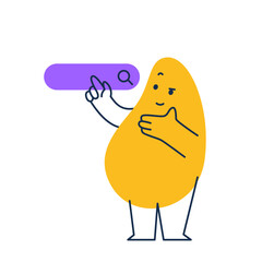 Abstract character. Geometric comic creature emotion. Funny face business avatar does a search. Vector illustration