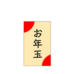 縁起の良いクリーム色のぽち袋デザインイラスト