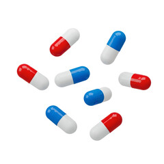 Pills Capsules Red Blue White Isolated On Transparent Background