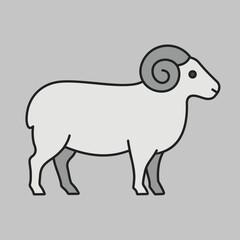 White Ram Sheep Minimal Line Icon