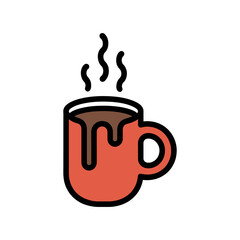 Hot cocoa mug icon vector on White Background ,Vector Art Illustration on white background.