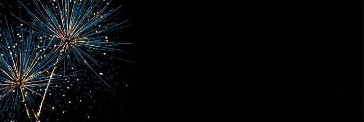 Bright fireworks light up the dark sky in a vibrant display, celebrating a special occasion with colorful bursts and sparkling trails that enchant viewers.