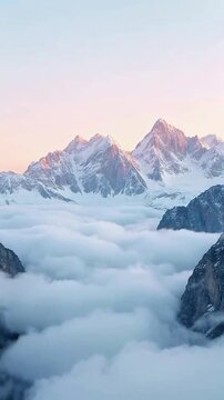 mountain landscape with clouds, winter