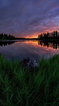 sunset over the lake
