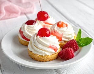 Delicious Mini Desserts With Whipped Cream and Cherries Celebrate National Dessert Day