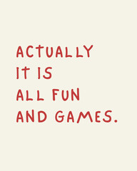 It is All Fun and Games Printable Wall Art, Retro Wall Art, Trendy Print, Red Poster, Dorm Decor, Typography Printable Art, Digital Download