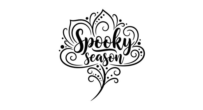 Spooky Season Decorative Design with Swirls and Flourishes.