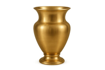 Golden metal vase with shiny surface displaying classic design for decorative objects, transparent background