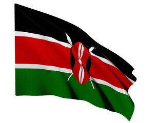 Realistic 3D Rendering Waving National Flag of Kenya
