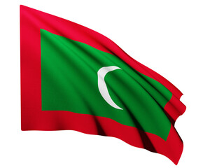 Realistic 3D Rendering Waving National Flag of Maldives