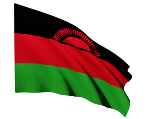 Realistic 3D Rendering Waving National Flag of Malawi