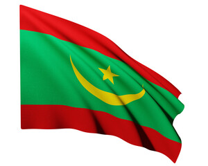 Realistic 3D Rendering Waving National Flag of Mauritania