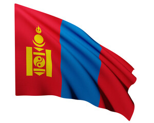 Realistic 3D Rendering Waving National Flag of Mongolia