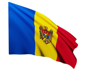 Realistic 3D Rendering Waving National Flag of Moldova