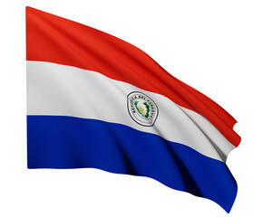 Realistic 3D Rendering Waving National Flag of Paraguay
