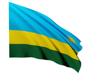 Realistic 3D Rendering Waving National Flag of Rwanda