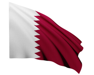 Realistic 3D Rendering Waving National Flag of Qatar