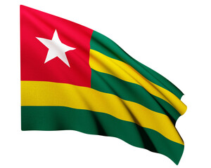 Realistic 3D Rendering Waving National Flag of Togo