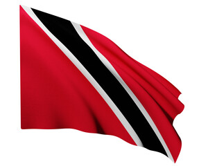 Realistic 3D Rendering Waving National Flag of Trinidad and tobago