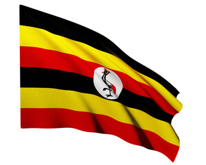 Realistic 3D Rendering Waving National Flag of Uganda