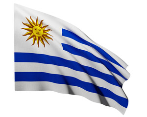 Realistic 3D Rendering Waving National Flag of Uruguay