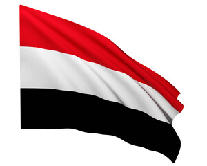 Realistic 3D Rendering Waving National Flag of Yemen