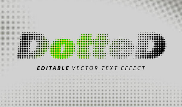 Halftone editable vector text effect. Gradient retro dotted font