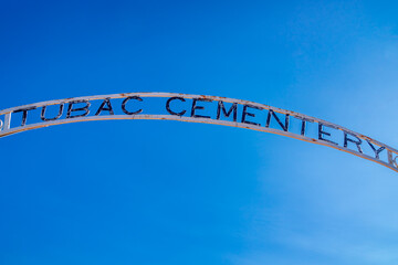 Arched sign over the old cemetery in Tubac Arizona