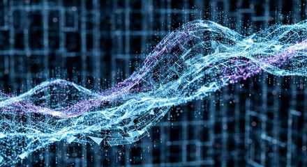 Abstract Digital Data Visualization Representing Complex Information Flow