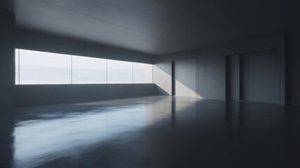 Empty Room with White Walls, Neutral Background Space