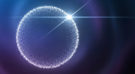 Abstract Glowing Sphere Made of Tiny Particles With A Bright Light Source
