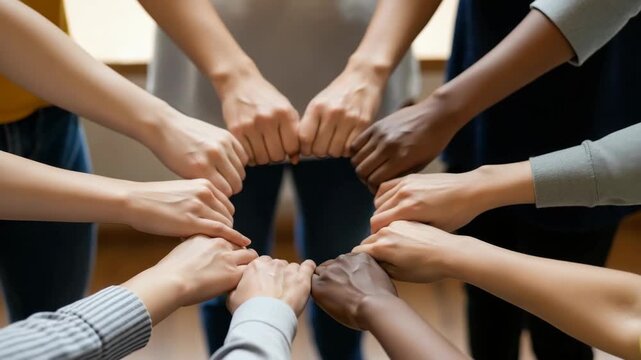 People joining hands together concept