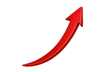 Red arrow moving up, symbolizing growth, progress, and increasing financial market trends on transparent background