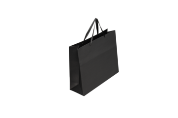 A blank, horizontal recycled kraft paper shopping bag with matching rope handles folded at the top. The side and bottom of the bag are slightly visible. Ideal for use as a mockup background to display