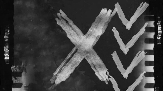 Analog Film Splice Marks and Taped Edge Overlay. High quality 4k footage