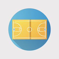 Flat Design Basketball Court Illustration with Shadow