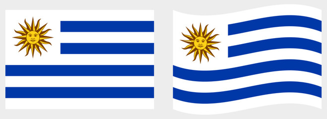 Uruguay flag wave and flat vector Illustration Vector flag © Roman