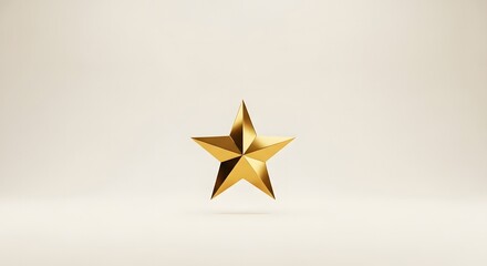 Shiny Golden Star Isolated on White Background Symbolizing Success Achievement